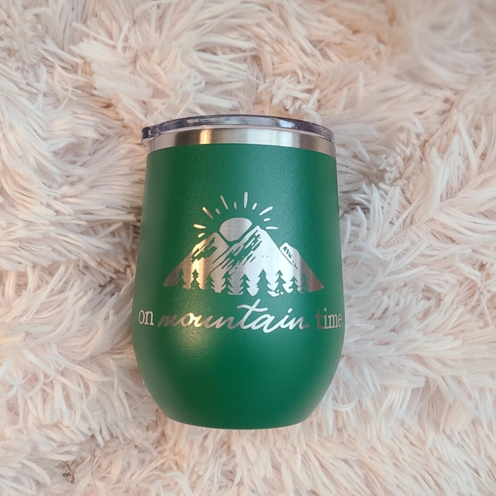 12 oz On Mountain Time Green Tumbler